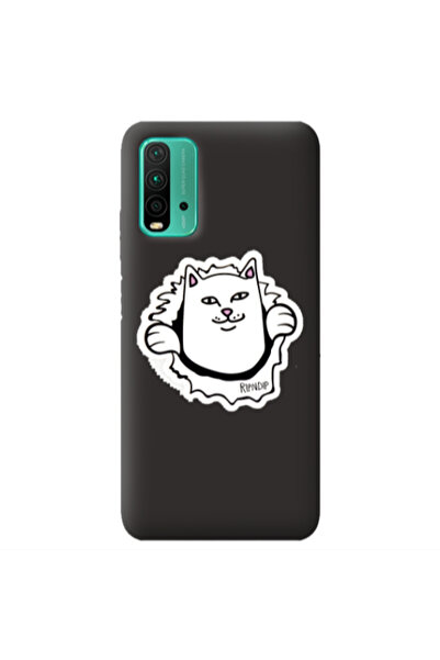 Other Xiaomi Poco M3 White cat Black Colored Silicone TPU Θήκη