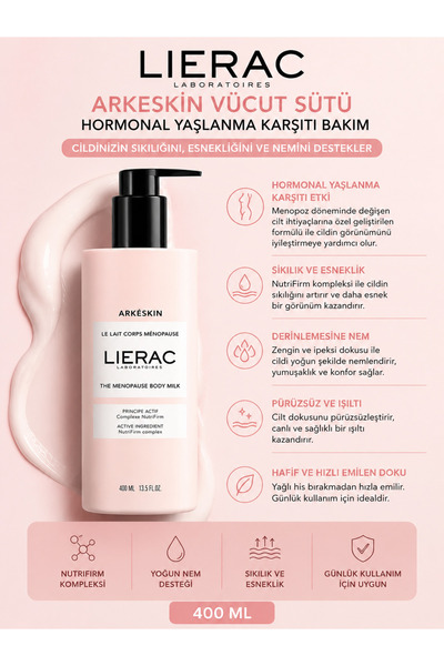 Lierac Arkeskin Hormonal Yaşlanma Karşıtı Vücut Sütü 400 ml | Sıkılaştırıcı v...