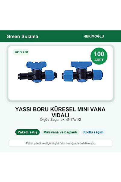 HEKİMOĞLU Flat Pipe Ball Mini Valve with Screw Ø 17X1/2 100 Pieces Package Co...