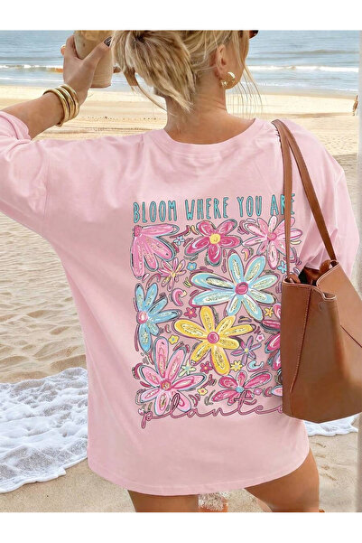 OVER HEAD Γυναικείο μπλουζάκι Bloom Where You Are με στάμπα, oversized
