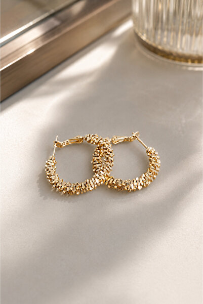 Sevil Gülgün Atelier Gold Textured Hoop Earrings for Women – Stylish Earrings for Everyday Wear, Large/Small Size Option