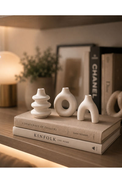 Velzade Home Dekoratif Mini Vazo Seti 3'lü - Modern Minimal Vazo Takımı - Mas...