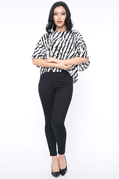 FIRST STYLE Elegant Two-Tone Layered Turkish Blouse with Two Ways to Wear It