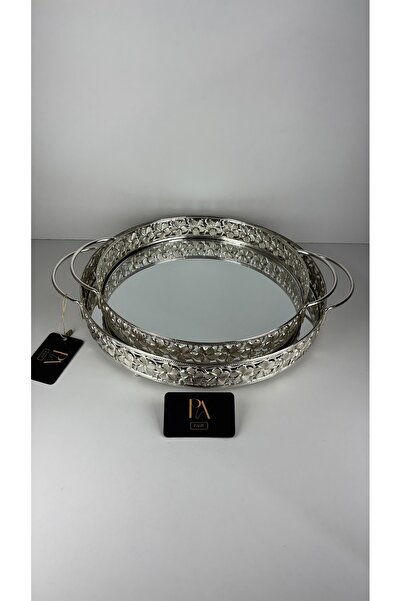 Palpe Set of 2 Mirrored Trays Girl's Wish Engagement Promise Presentation Tra...