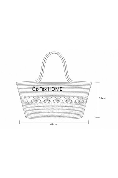 Öz-Tex Home Natural Jute Straw Beach Bag, Patterned Bag, Trendy Bag