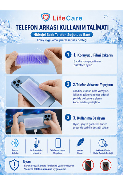 Life Care Telefon Tablet Soğutucu bant 8 adet