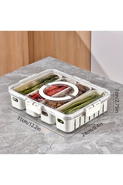 Choice1 Large - 4 Grids Veggie Tray with Lid and Handle, Divided Serving Tray...