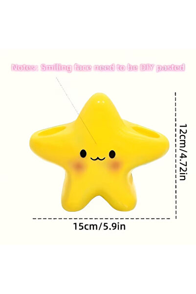 Choice YELLOW 1Pcs - Cute Star-Shaped Plastic Toothbrush Holder, Freestanding...