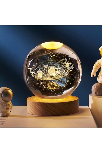 Choice warm light solar system Crystal Ball 3D Atmosphere Saturn Solar System...
