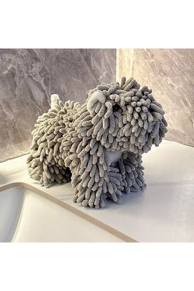 choice2 Gray New Dog Shaped Hand Towl Soft Puppy-Themed Chenille Hand Towel H...