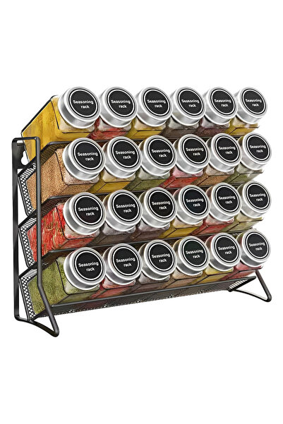 Choice Black 4 Tier Cupboard Storage Shelf Carbon Steel Seasoning Organizer N...