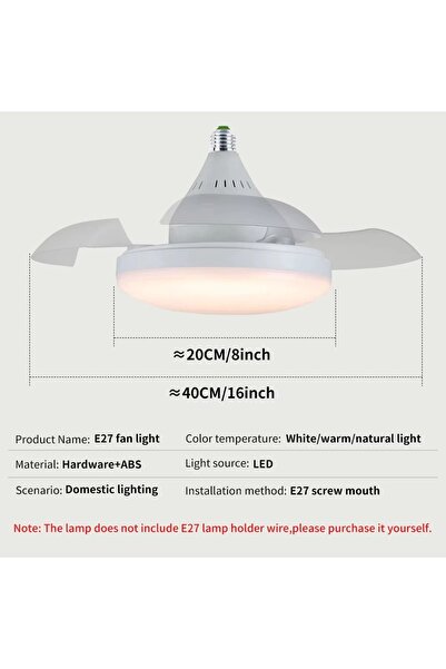 Choice White JOYINLED E27 Socket Ceiling Fan Light Remote Control Retractable...