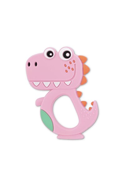 LORELLİ Jucarie de dentitie din silicon, Dino Lucky, peste 3 luni, Pink