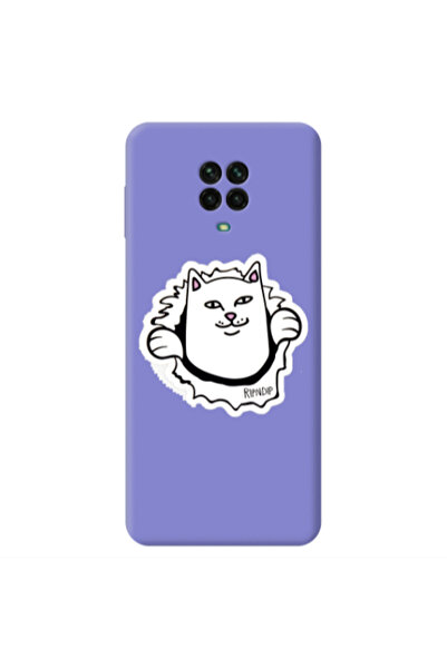 Other Xiaomi Redmi Note 9 Pro White cat Purple Colored Silicone TPU Θήκη