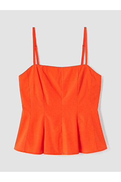 LC Waikiki Peak New Season Square Neck Rope Strap Peplum Blouse