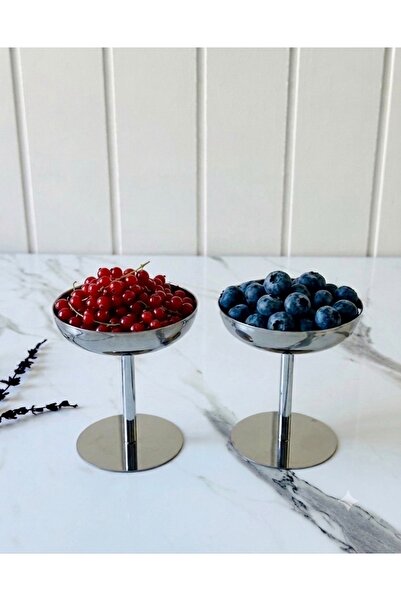 Melinda home 2 li Gümüş Çelik Dondurmalık / İkramlık (10 cm)