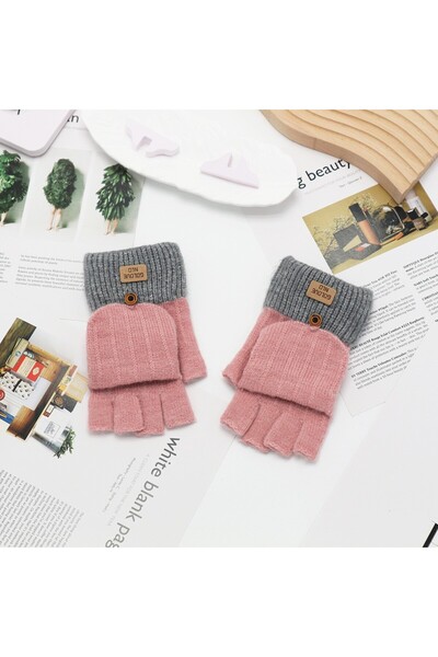 choice2 One Size Pink Fashion women fingerless winter gloves with finger prot...