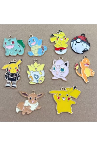 Choice4 Pure Gold Color 10pcs Cartoon Anime Charms for Jewelry Making Enamel ...