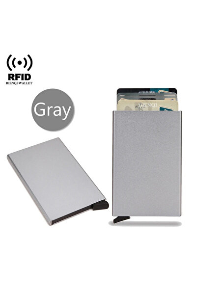Choice4 Gray Rfid Holder Metal Thin Slim Smart Wallet Men Women Wallets Pop U...