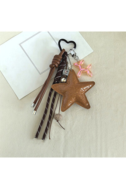 Choice4 brown 2025 New PU Leather Starfish Bag Charm Cute Decorative Keychain...