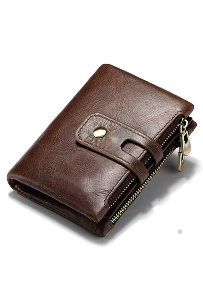 choice2 coffee HUMERPAUL Retro Wallet for Men RFID Genuine Leather Hasp Zippe...
