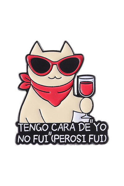 Choice23 QHXZ4458 Funny Spanish Quotes & Cute Cat Series Enamel Pins Stick Fi...