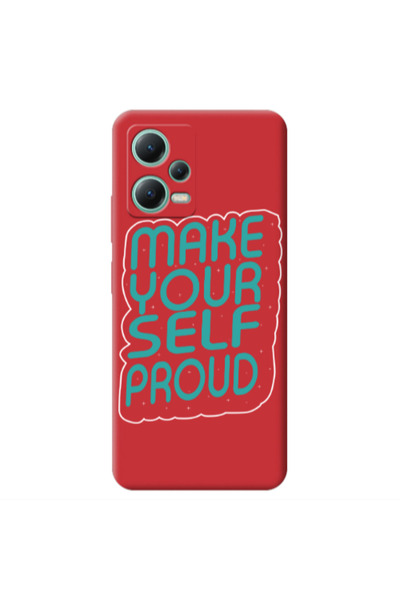 Other Xiaomi Redmi Note 12 Pro 5G Make Your Self Proud Red Colored Silicone T...