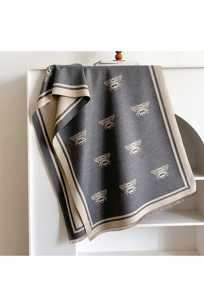 Choice GRAY Luxury Brand Two-Sided Bees Scarf Imitation Cashmere Soft Warm Fr...