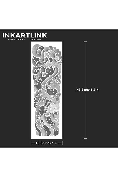 Choice XZ-008 Waves And Cherry Blossoms Temporary Tattoo,Lasts To 15 Days New...
