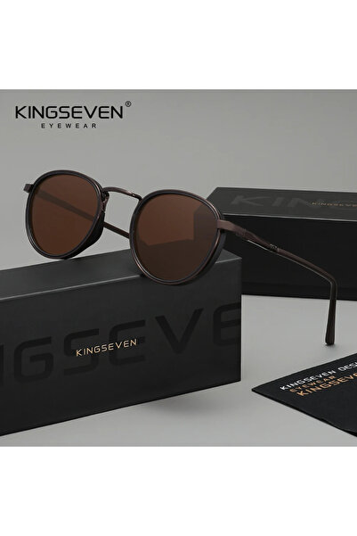 Choice3 Brown KINGSEVEN Popular Vintage Polarized Sunglasses for Women Men Ro...