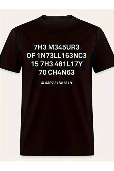 17 seramik تي شيرت The Measure Of Intelligence أسود مع صيغ هندسية بيضاء (h211...