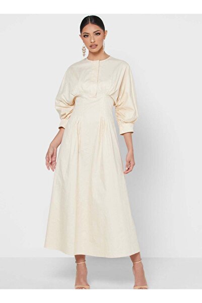 Khizana Pleat Detailed Dresses Cream