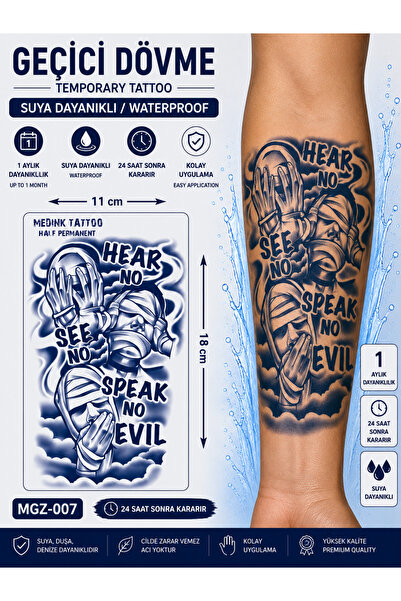 medink tattoo 1 Ay Kalıcı Sonradan Kararan 11X 18 cm Görmedim duymadım bilmiy...