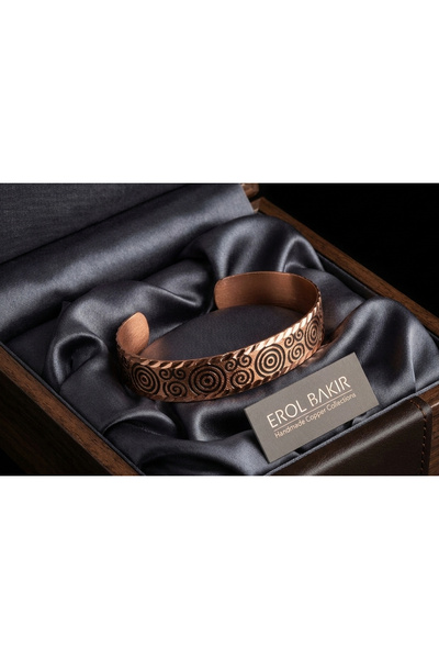 Erol Bakır 100% Handmade Copper |   Copper Spiral Motif Adjustable Clamp Brac...