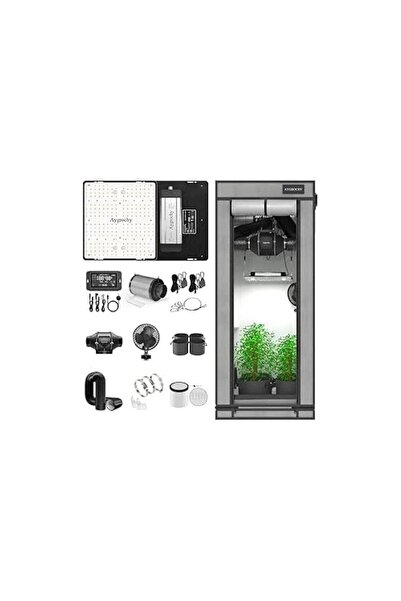 Aygrochy Kit sistem hidroponic, cort de crestere 60 x 60 x 140 cm, ventilator...
