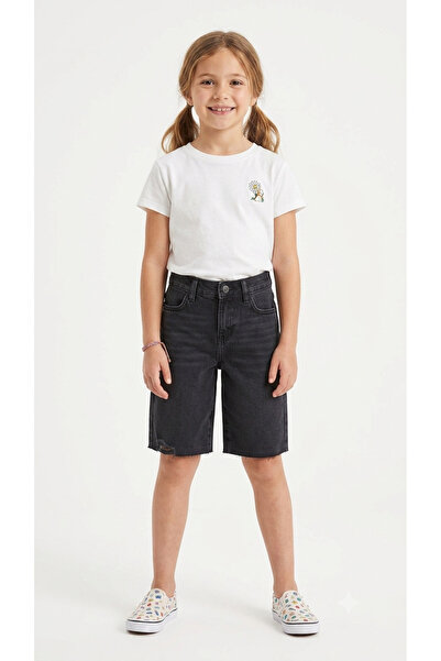 ADA YILDIZ KİDS Girl's Denim Shorts Denim Casual Black Color 3/14 Years