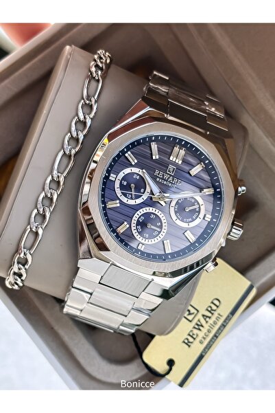 Reward Functions Active, Black Steel Cord in Stylish Box, Navy Blue Dial, Men...