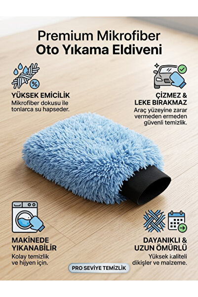Mis Gibi MisGibi Pro Wash Mikrofiber Oto Yıkama Eldiveni Ultra Yumuşak