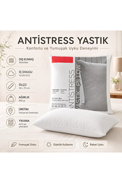 nnevora Antistress Pillow 50X70 cm 800 Gr Sleeping Pillow with Microfiber Out...