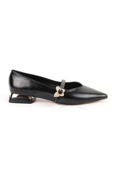 Libero Pantofi cu toc pentru femei, toc gros scurt, vârf ascuțit, piele lăcuită, Mary Jane Butterfly Stone L085.K1028