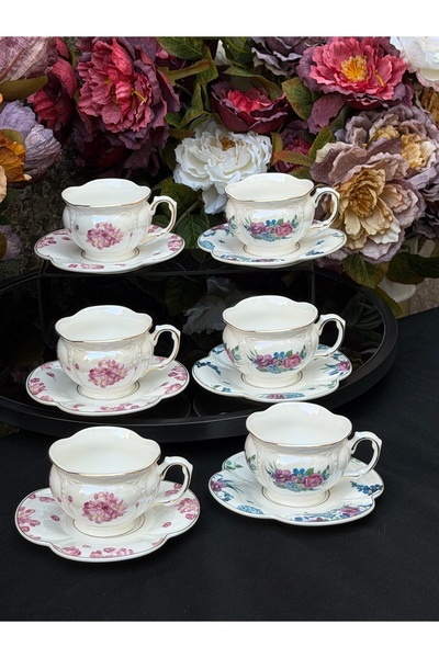 Ulus Home 6-Person Porcelain Acar Leonce Coffee Cup Set