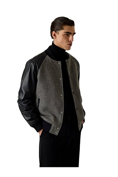 Guess Check Erkek Yün Karışımlı Bomber Ceket