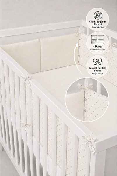 ngn collection Beşik Kenar Koruyucu Çıtçıtlı 4 Parça 60x120 Modüler Tasarım B...