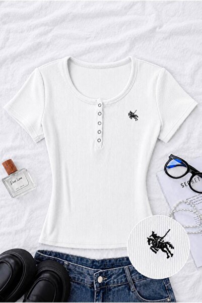 Gofeel Soft Detaylı Nakışlı Çıtçıtlı Bluz