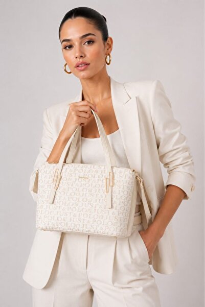 Just Polo Women's Hand and Shoulder Bag with Logo, Patterned Detail, Double H...