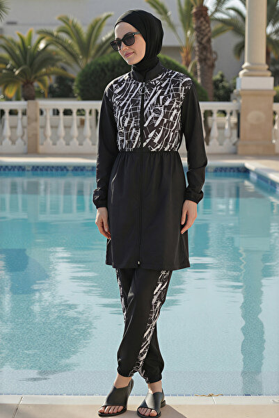 armonika 3-Piece Set: Front Zipper Cape, Elastic Waist Burkini, Parachute Fab...