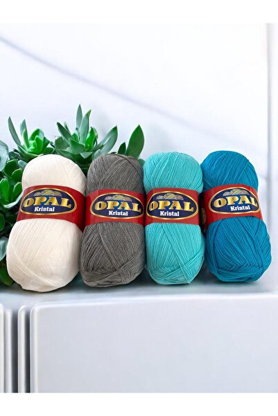 OPAL Set de 4 fire de cristal - Turcoaz, Gri, Alb, Albastru - Fire lucioase ș...