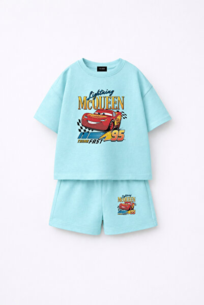 fasardi Cars Cars Lightning Mcqueen Printed Oversize 100% Cotton T-Shirt Shor...