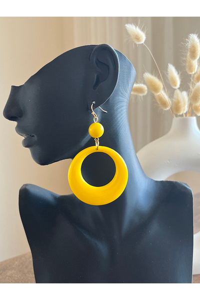 Büyük Hanım Acrylic Style Yellow Earrings