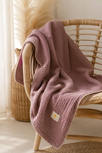 Heianmono Kids 4 Layers Shepherd's Stitched Dusty Rose Color 100% Cotton Musl...